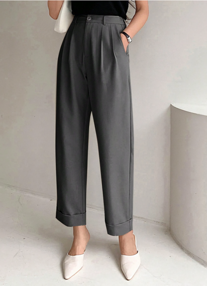 Donkergrijze Taps Toelopende Business Casual Broek