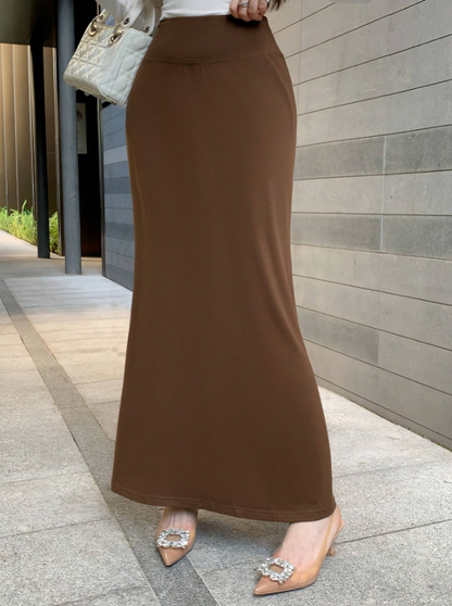 Bruine Maxi Rok met Relaxte Zoom